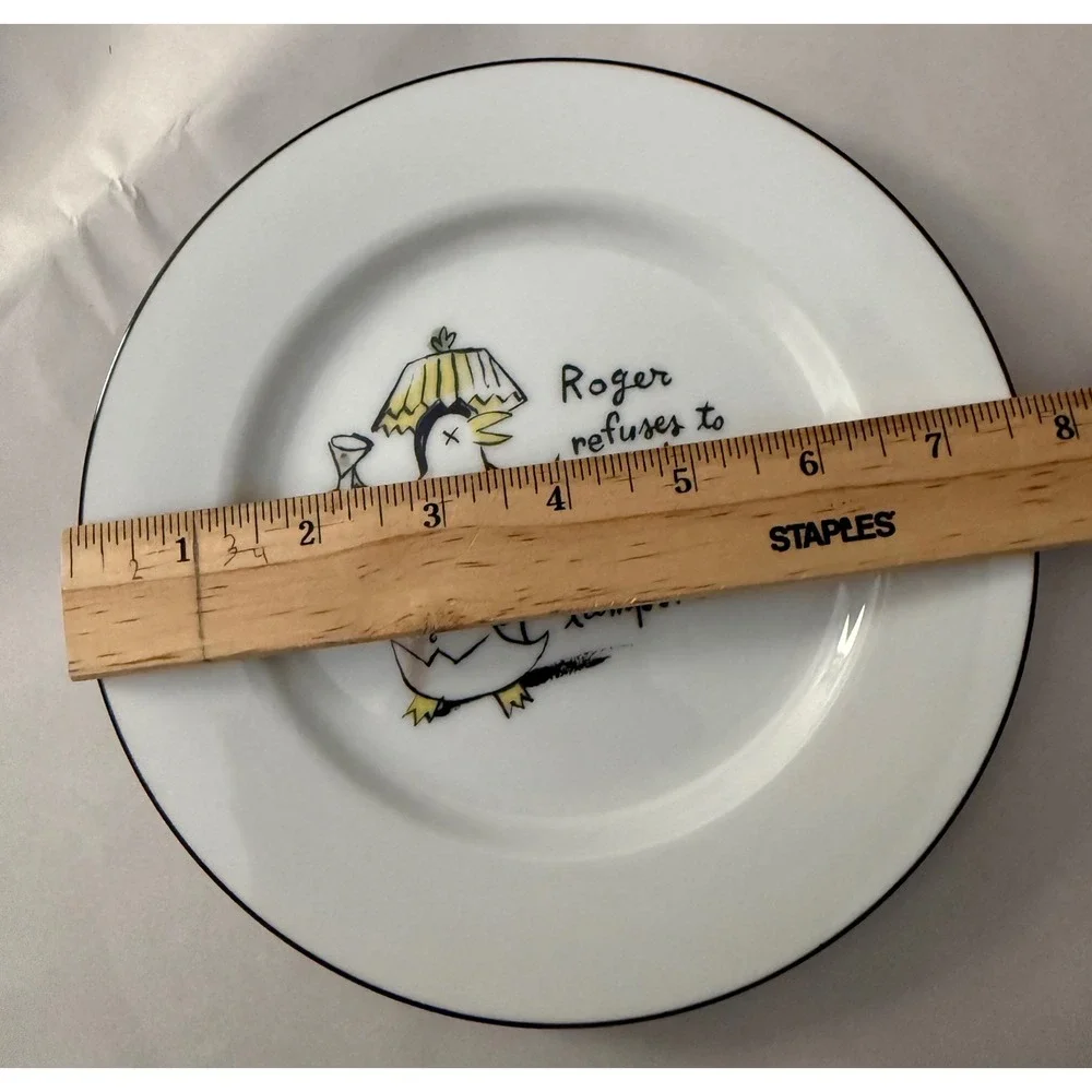 Vintage Pottery Barn Tipsy Penguins Plates Set of 7 Cocktail Dessert Japan
